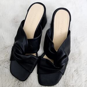 NEW Everlane The Day Twist Heel Black Leather Front Twist Mules 6